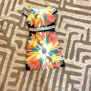 Sangria firework print sheath dress